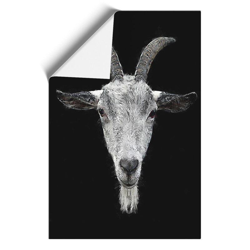 White Goat Painting - Frameless Print, 42cm H x 30cm W x 0.1cm D