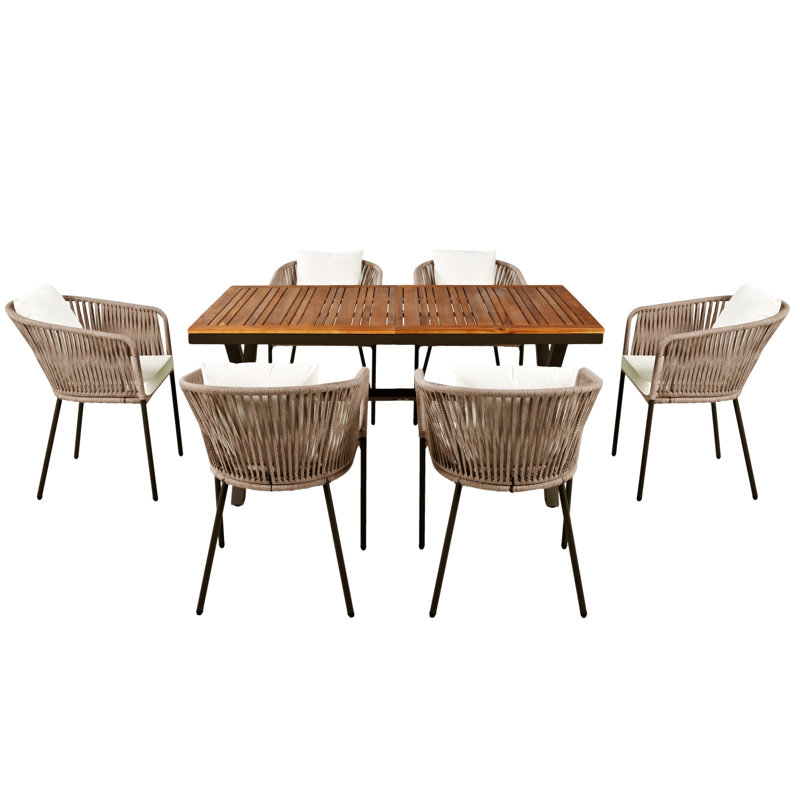 Ensemble de salle à manger 7 pièces 7 pièces, Beige