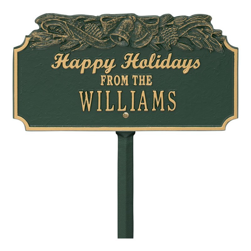 Happy Holidays Garden Stake, Yes, Green/Gold