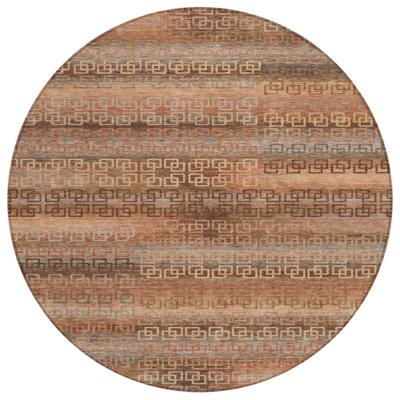 Machine Washable Indoor/Outdoor Xhevrie Copper Rug