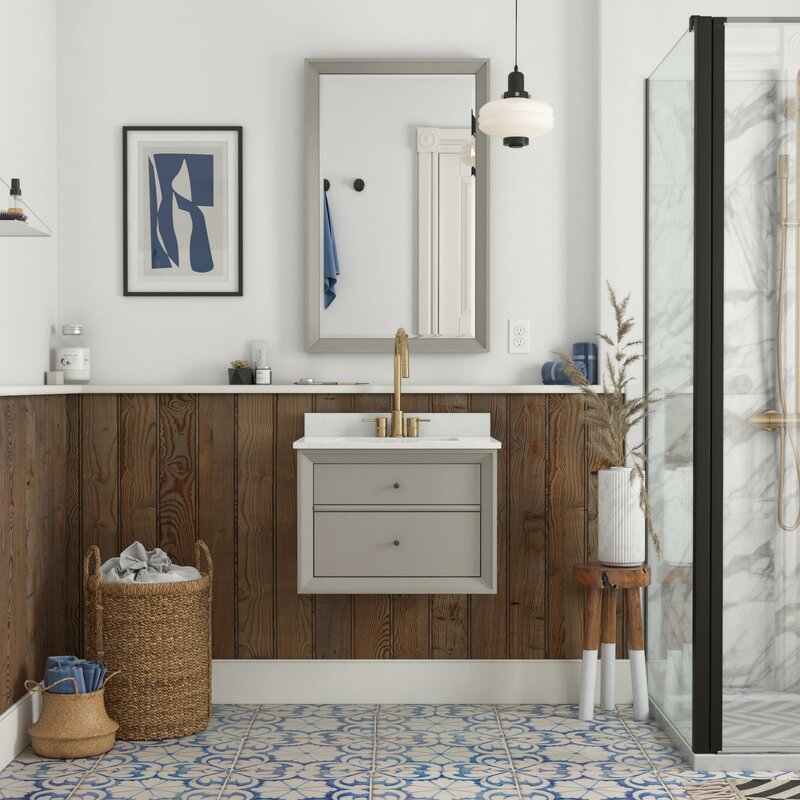 Dorel Living Tribecca 24'' Wall Mounted Single Bathroom Vanity with ...