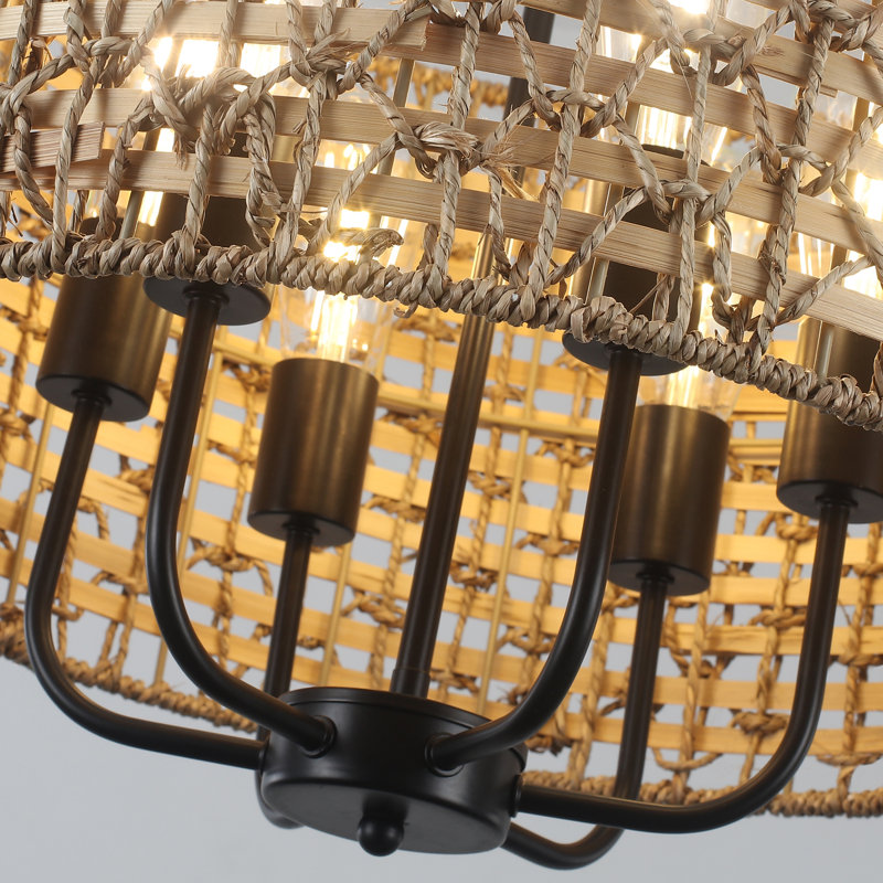 Ekkehard 6-light Boho Handwoven Rattan Chandelier