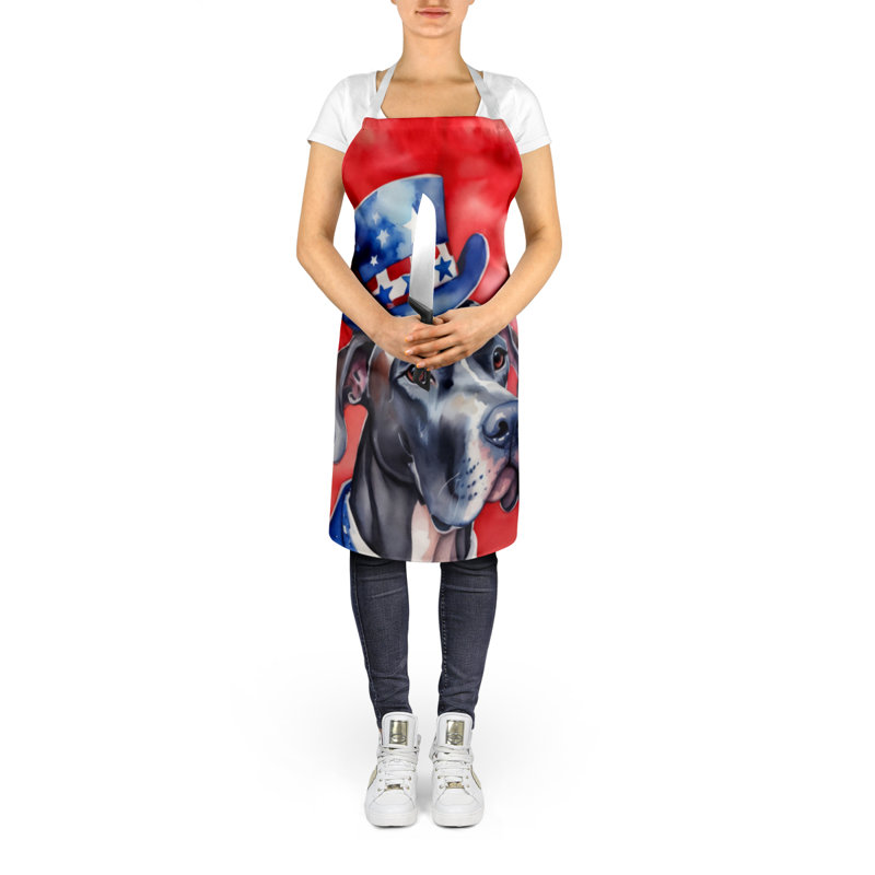 Patriotic American Apron, Black Great Dane