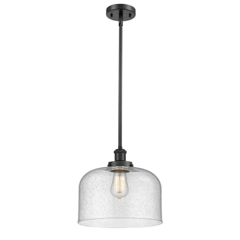 Mini luminaire suspendu avec tige 12 po Ballston Urban Bell, Grainé, Noir mat, DEL