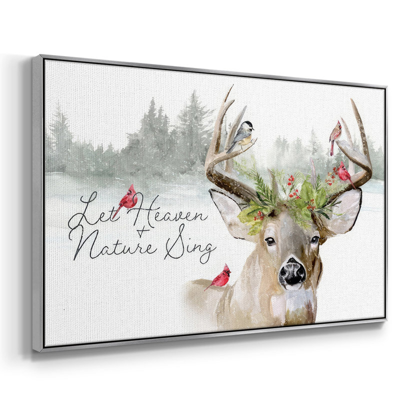 Collection de cerfs des Fêtes A, Encadrement argenté, H 27 po x l 41 po x P 1,5 po