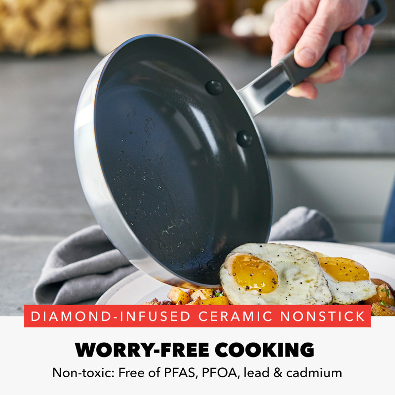 Bobby Flay by GreenPan Stainless Steel Uncoated & PFAS-Free Nonstick 12-Piece Cookware Set