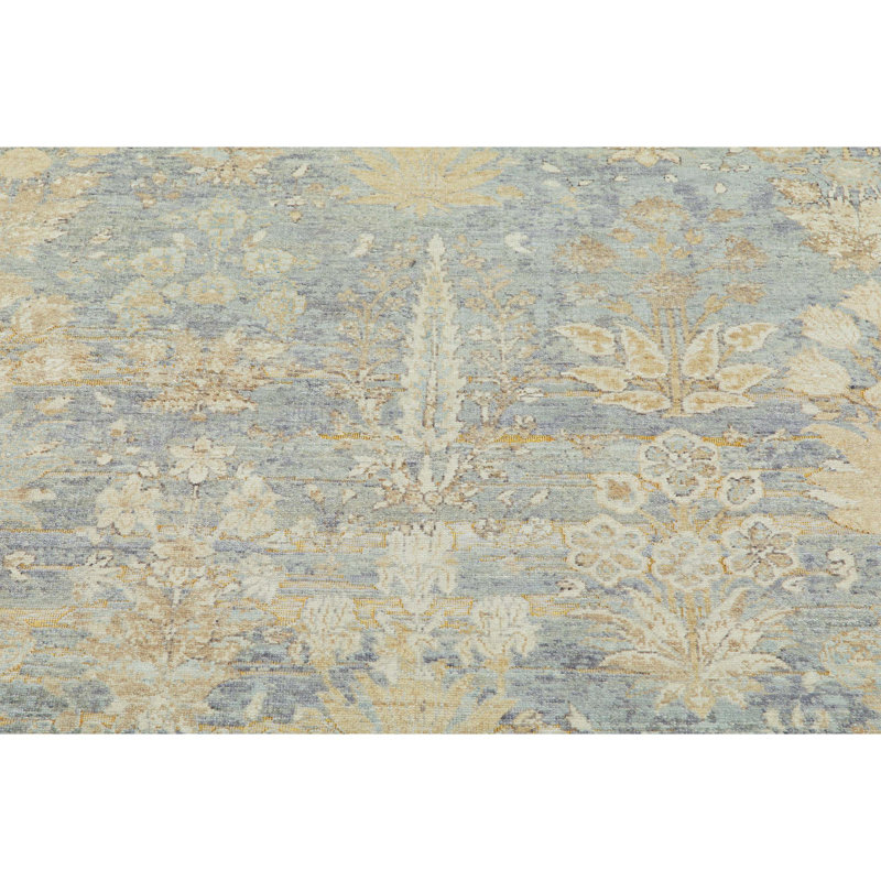 Hand Knotted Wool Floral Area Rug, Rectangle 10' x 14'