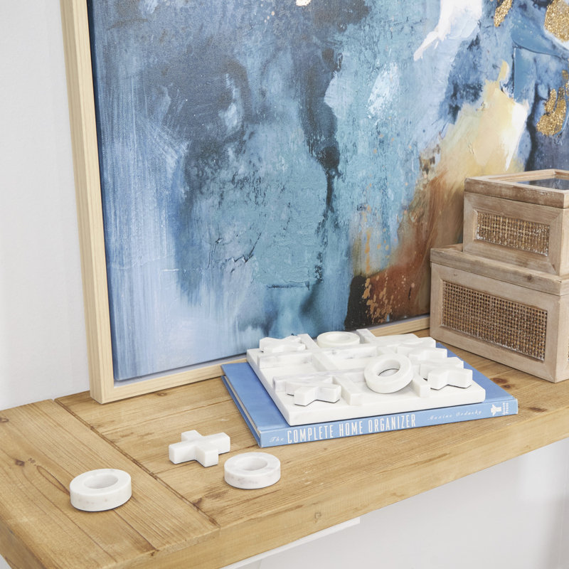 Marble Tic Tac Toe Decor Game Set, White