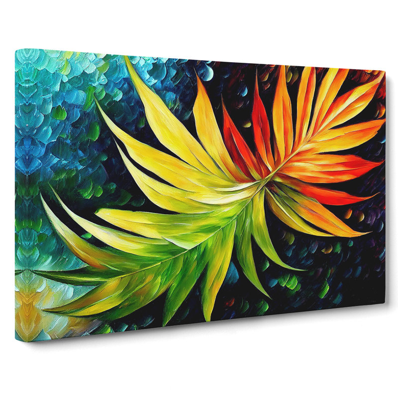 Fern Leaf Colours - Wrapped Canvas Painting, 35cm H x 50cm W x 3cm D