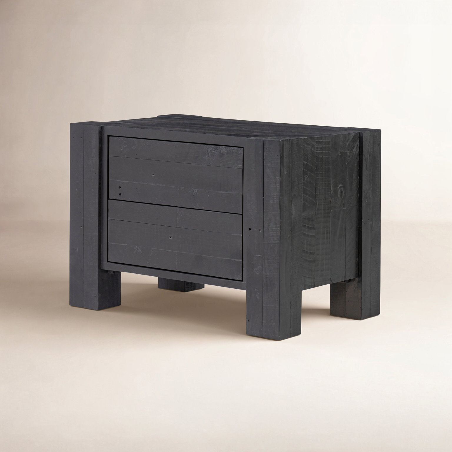 Finnian Pine Nightstand, Aged Black Pine