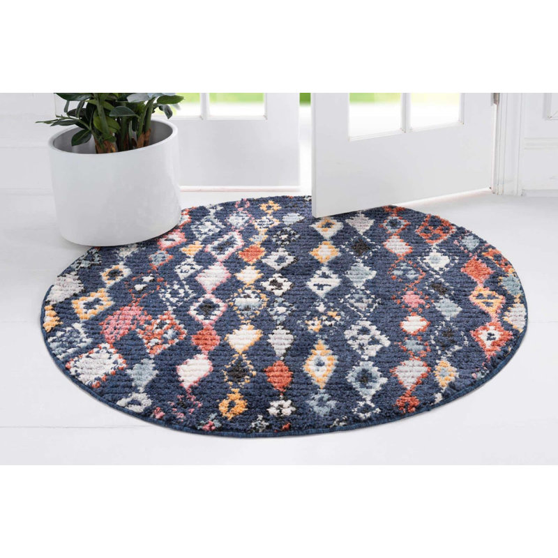 Victorville Abstract Indoor Rug, Round 7'