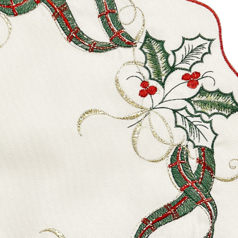 Holiday Nouveau Embroidered Cutwork Scalloped Runner