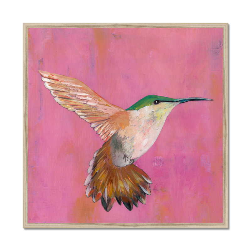 Sweet Hummingbird I by Mehmet Altug - Painting, Natural Wood Framed Paper Print, 80cm H x 80cm W