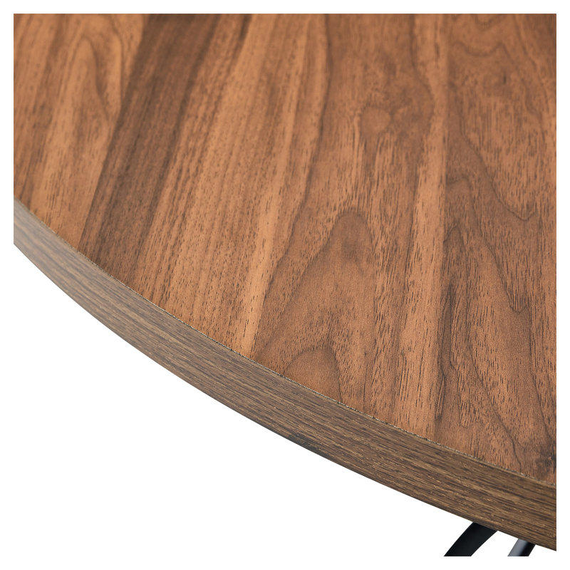 Table de salle à manger ronde 47,3 po pour 4-6, plateau industriel moderne en bois aggloméré grain de bois avec base en sablier noir