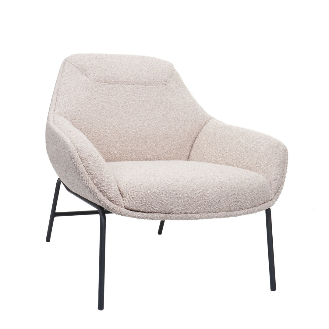 Lounge-Sessel MCW-J77, Cocktailsessel Sessel, Bouclé Stoff Metall