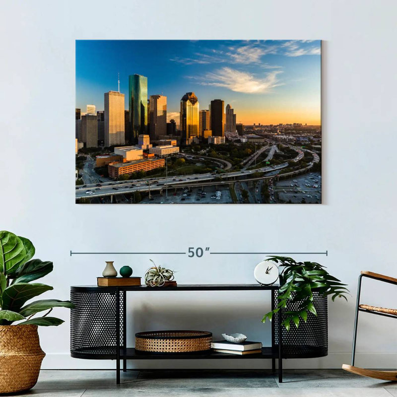 Ravi Houston Skyline At Sunset, 32" H x 48" W