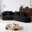 Canapé modulaire 112 po 4 places noir en chenille avec coussins décoratifs 112 po, assise confortable, mousse à haute résilience, aucun assemblage requis pour un usage domestique, revêtement moderne, très profond-226720339
