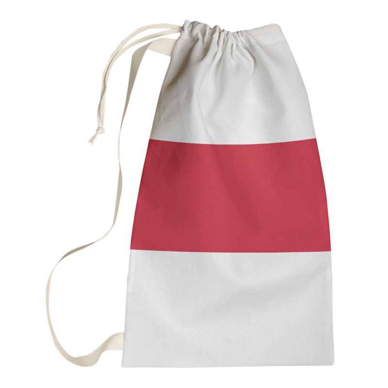 Fabric Laundry Bag with Handles, Small (29" H x 18" W x 1.5" D), Pittsburgh White/Red