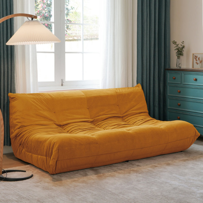 Canapé simple et créatif de 70,8 po, Fibre de polyester jaune