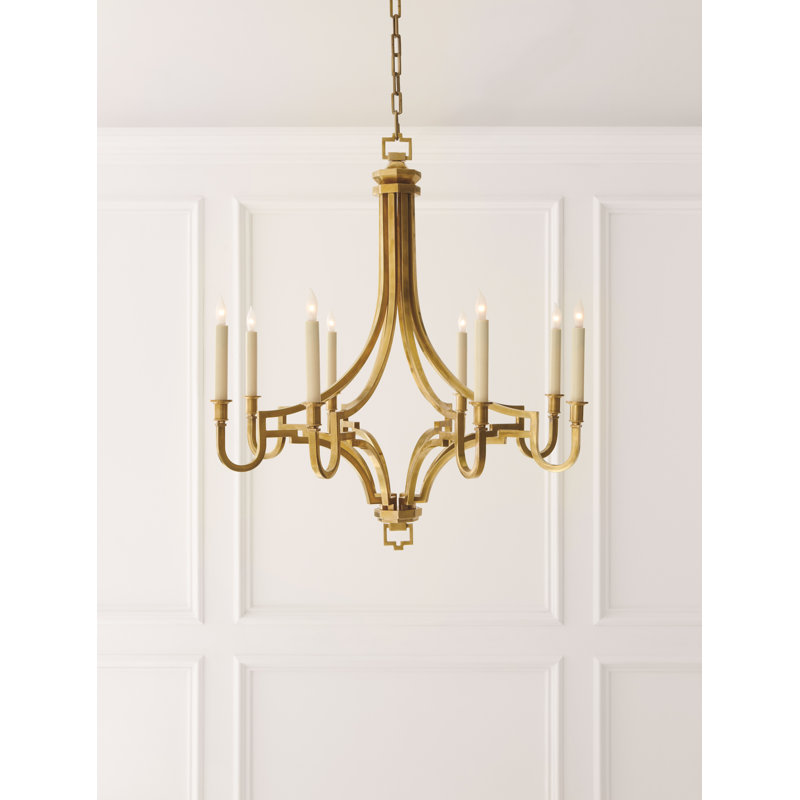 Chapman & Myers Mykonos Chandelier, 29" H x 27.5" W x 27.5" D, Antique-Burnished Brass