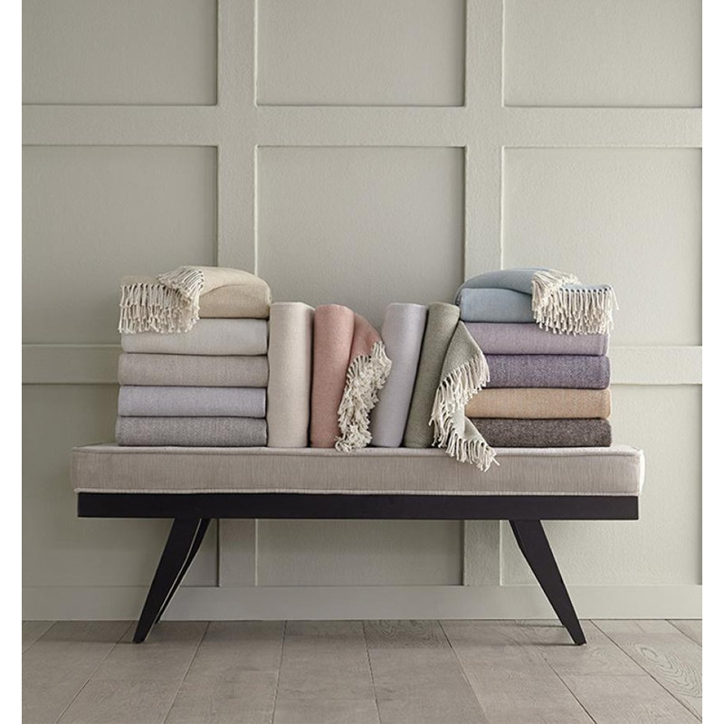Celine Throw Blanket, White/Sand