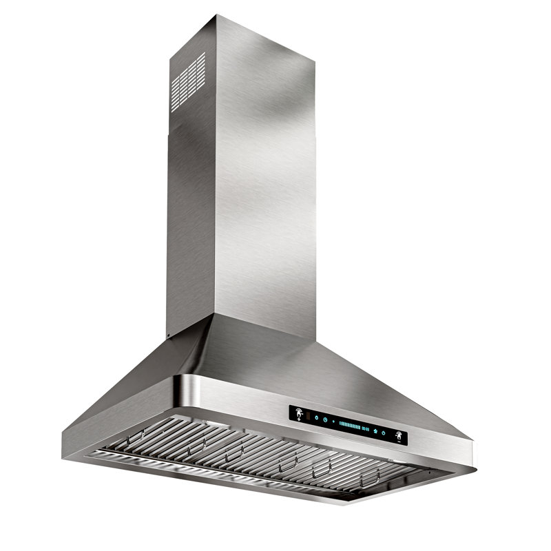 Hotte de cuisine murale 36 pouces, 900 pi³ / min, convertible au mur, en acier inoxydable, silencieuse, à 4 vitesses, avec contrôle tactile et panneau tactile avec lumières DEL