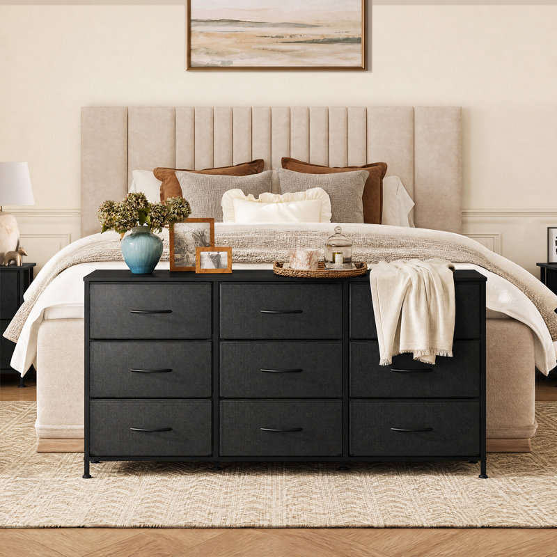 Meuble télé pour commode 9 tiroirs, commode 9 tiroirs, Noir