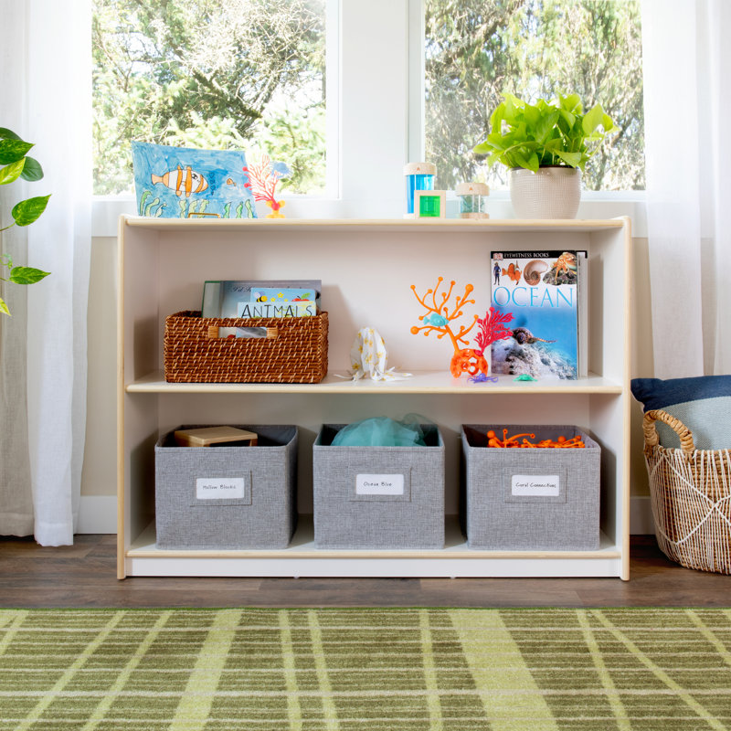 Rangement ouvert à 2 tablettes EdQ Essentials, Blanc, H 30 po x l 13 po x P 42 po