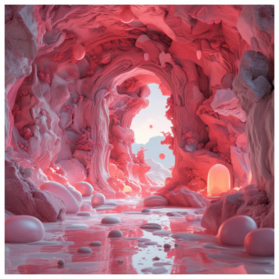 Pink Surreal Cave Comforter