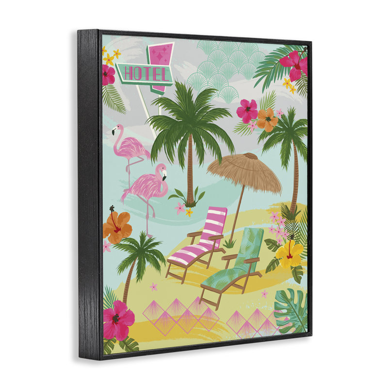  «Tropical Palms Resort», estampe numérique par Lisa Perry White, Giclée encadrée noir minuit, H 20 po x l 16 po
