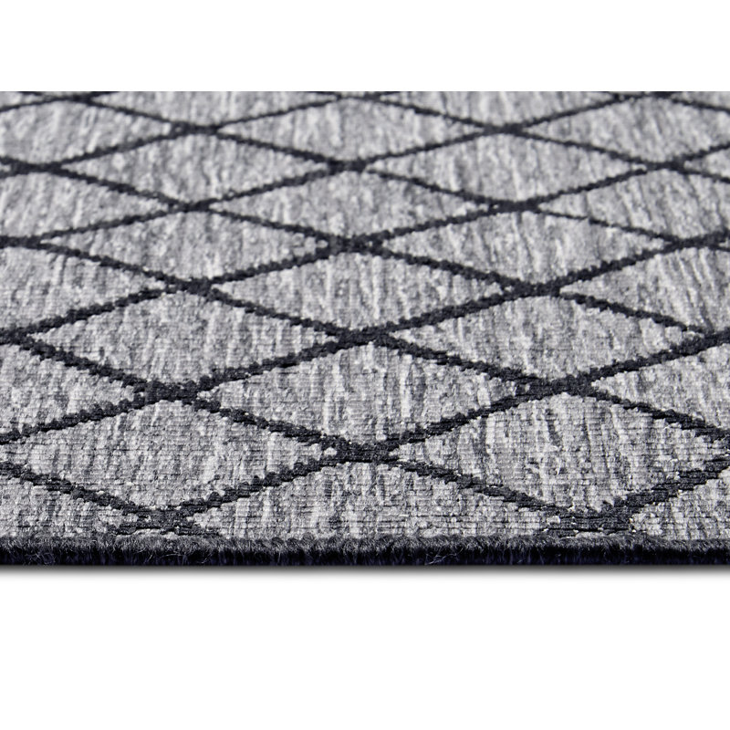 Malaga Flatweave Night Silver Rug, Runner 80 x 250cm