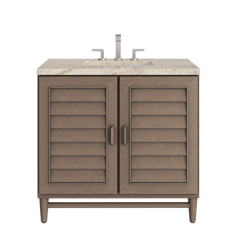 Portland 36'' W Single Vanity, Whitewashed Walnut, Tajnar Eclos, 8" Widespread