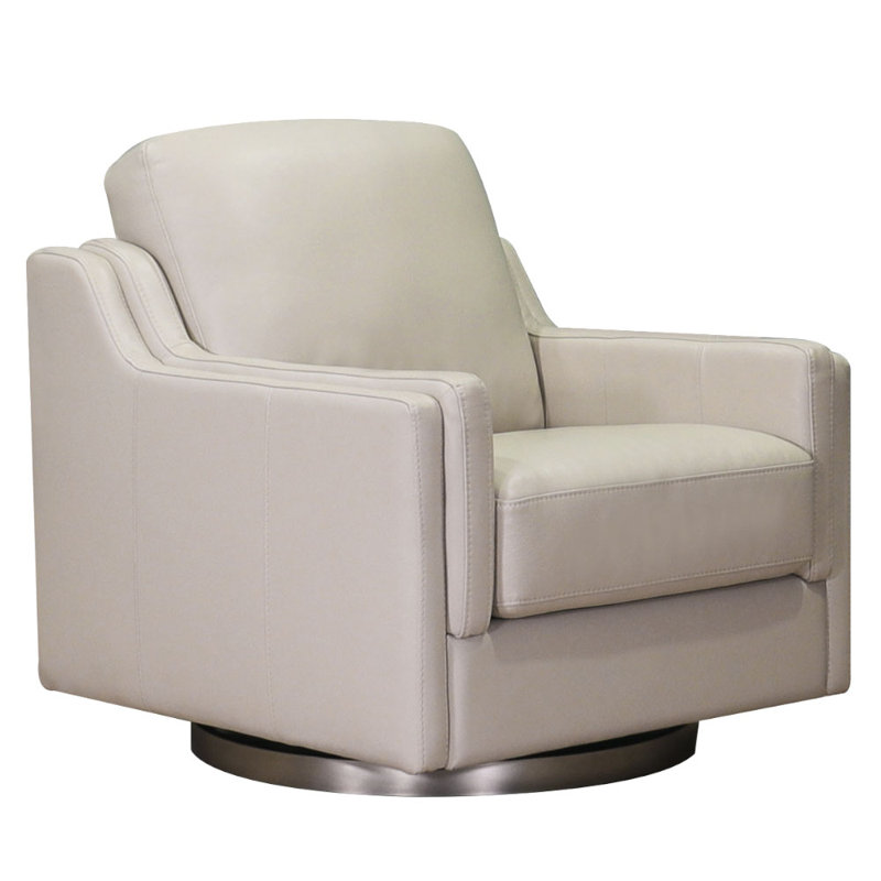 Fauteuil pivotant en cuir fleur Dianet, Cuir véritable blanc vanille Bella