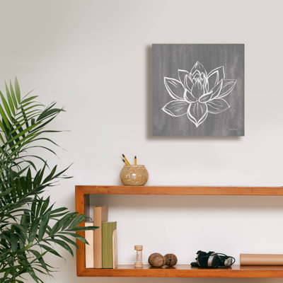 Toile épique Graffiti «Lotus sur argent» par Farida Zaman, 12 po x 12 po