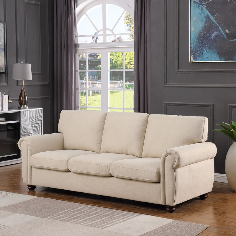 Canapé en chenille 84,65 po Brookelin, Chenille beige, H 33,86 po x l 84,65 po x P 34,65 po