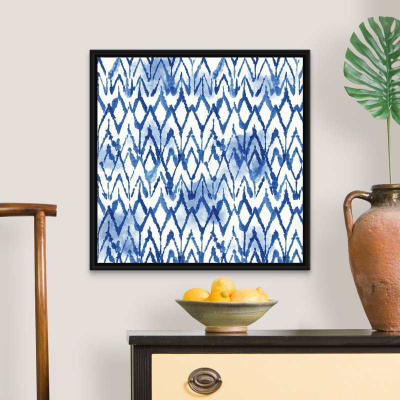 Ornement indigo clair par Aimee Wilson-reproduction d’art sur toile, H 26 po x l 26 po x P 1,75 po, Cadre noir