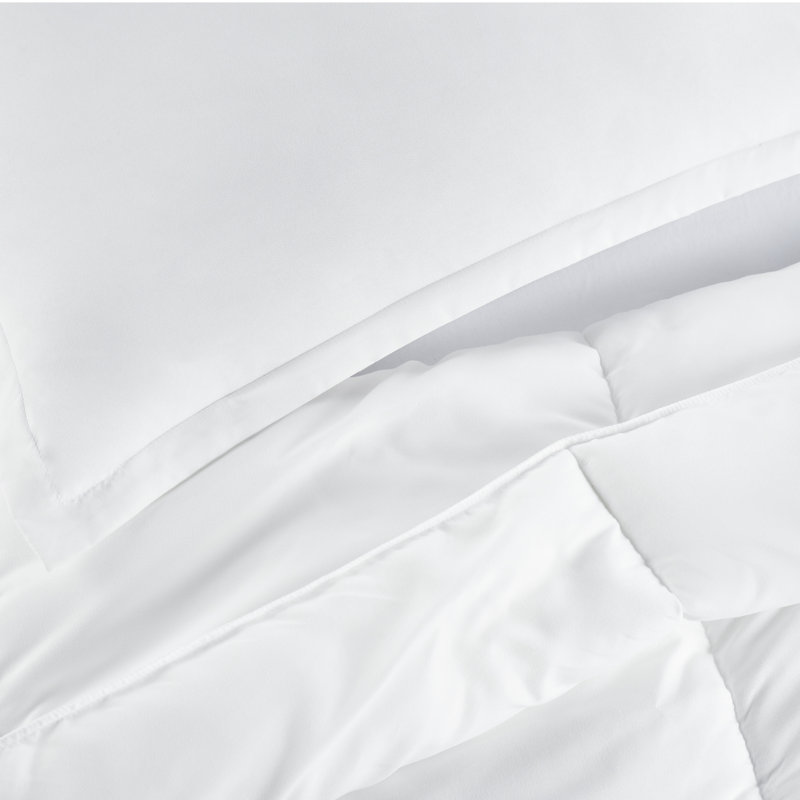 Microfiber 3 Piece Comforter Set, King Comforter + 2 Shams, White