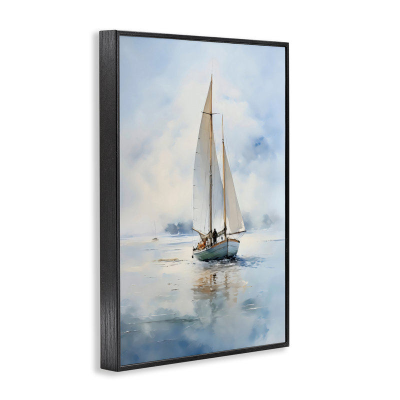 Giclée encadrée par un voilier nuageux, par LSR Design Studio, H 18 po x l 12 po, Giclée encadrée noir minuit