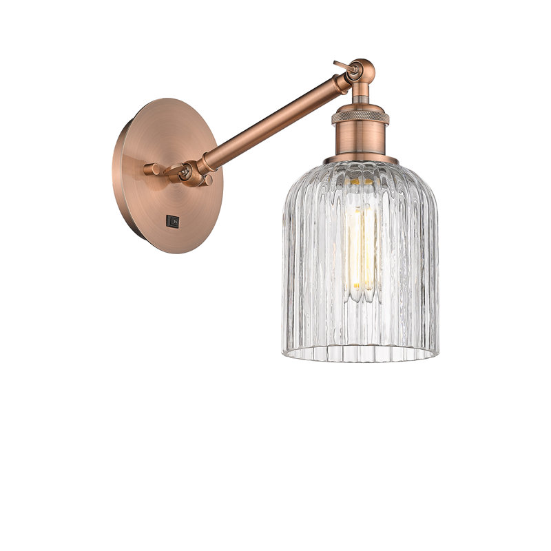 Fiennes Armed Sconce, Antique Copper, Clear