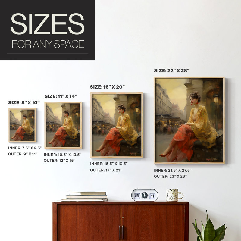 Reproduction encadrée WOMEN Series CDxxxix - bois massif, Naturel, H 15 po x l 12 po