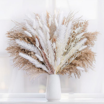 Bouquet d'herbes de pampas séchées naturelles, arrangement floral boho phrases pour mariage et décoration intérieure