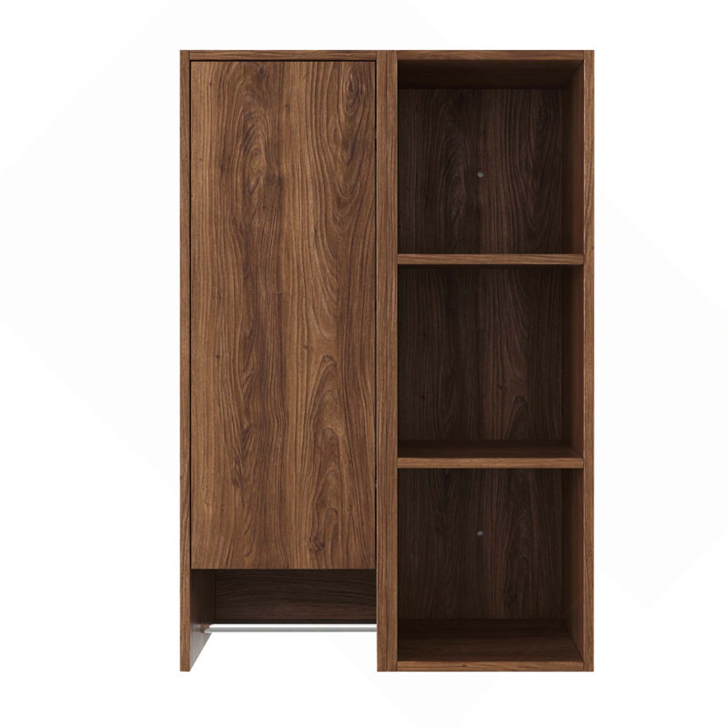 24-Inch Wall-Mounted Side Cabinet And Storage Shelves Combination With Soft Closing Door For Small Bathroom, Study, Storage Room