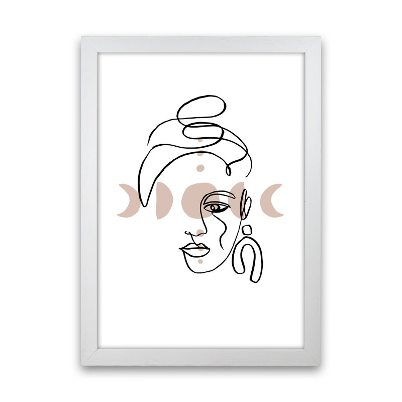 Face With Earrings Moonphases by Planeta444 - No Frame Print, White Framed, 46cm H x 34cm W x 3cm D