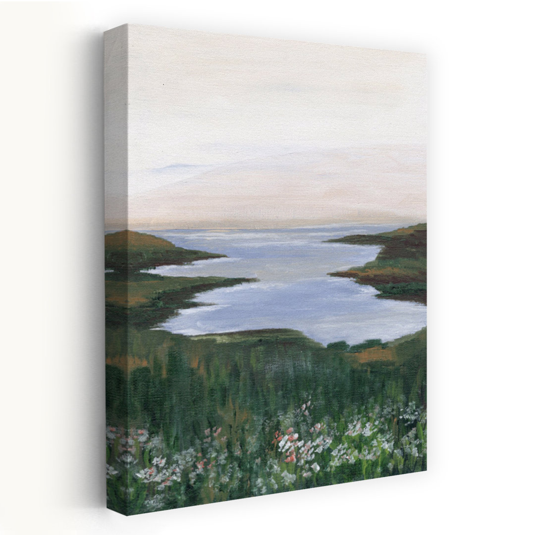Wildflower Coast View Peaceful Serene Tranquil Coastal Landscape Wall Art Print