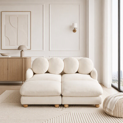 Modular Sectional Sofa with Chenille Upholstery and Movable Ottoman