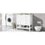 Meuble-lavabo de 36 po en blanc avec lavabo en bois massif et céramique, une armoire, trois tiroirs, finition peinte, autoportant, assemblage sous le comptoir requis, couleur blanche, abattant en peuplier / caoutchouc-124476526