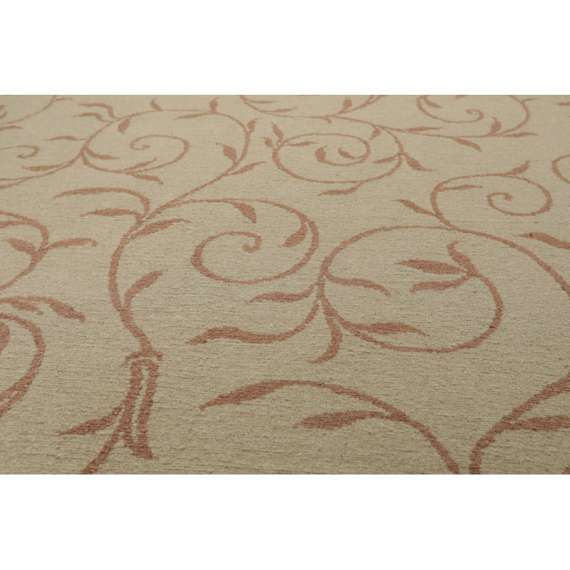 Tapis ivoire en laine noué à la main de conception unique 8 pi 10 po x 12 pi 3 po années 1970