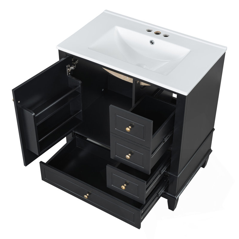 Meuble-lavabo de 30 pouces avec lavabo, Noir