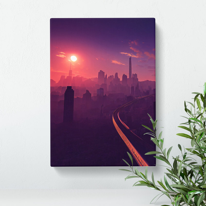 City Skyline At Dusk - Wrapped Canvas, 60cm H x 40cm W