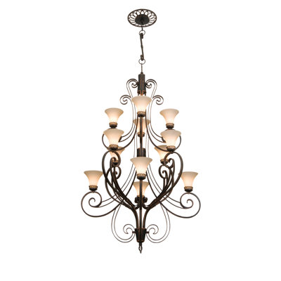 Lustre classique/traditionnel 12 lumières ombrées Mirabelle